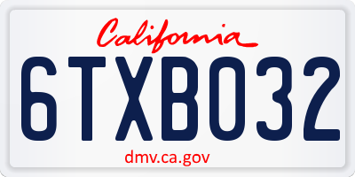 CA license plate 6TXB032