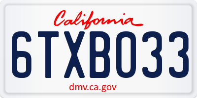 CA license plate 6TXB033