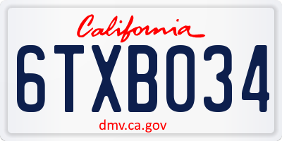 CA license plate 6TXB034