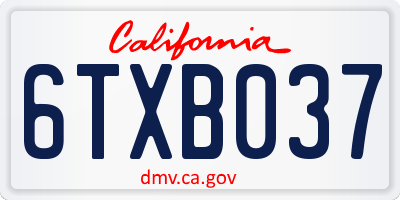 CA license plate 6TXB037
