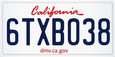 CA license plate 6TXB038