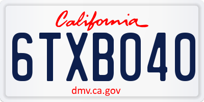 CA license plate 6TXB040