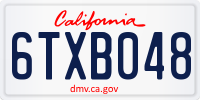 CA license plate 6TXB048