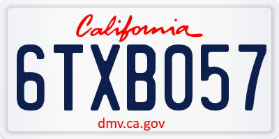 CA license plate 6TXB057