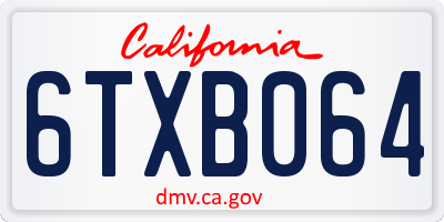 CA license plate 6TXB064