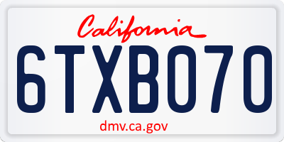 CA license plate 6TXB070