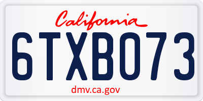 CA license plate 6TXB073