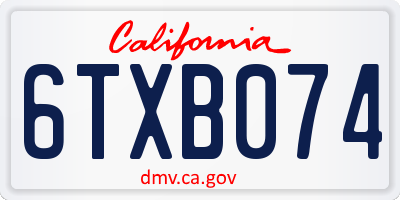 CA license plate 6TXB074