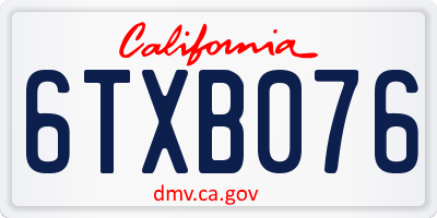 CA license plate 6TXB076