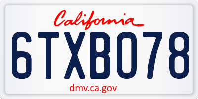 CA license plate 6TXB078