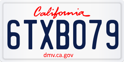 CA license plate 6TXB079