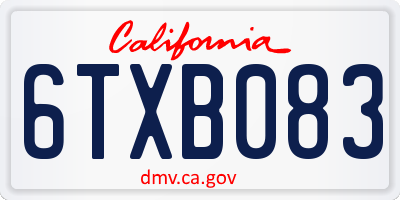 CA license plate 6TXB083