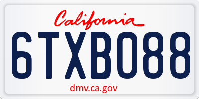 CA license plate 6TXB088