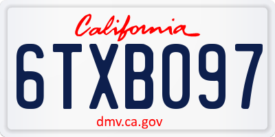 CA license plate 6TXB097