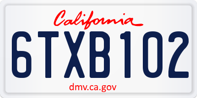 CA license plate 6TXB102