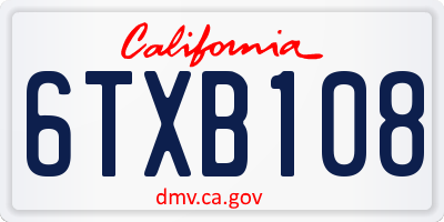 CA license plate 6TXB108