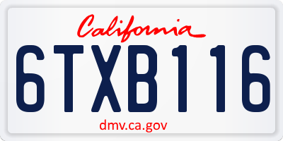 CA license plate 6TXB116