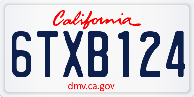 CA license plate 6TXB124