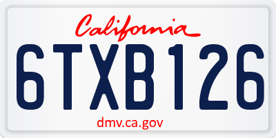 CA license plate 6TXB126