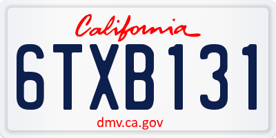 CA license plate 6TXB131
