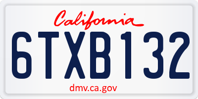 CA license plate 6TXB132