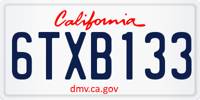 CA license plate 6TXB133