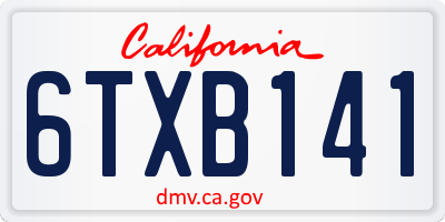 CA license plate 6TXB141