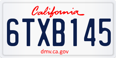 CA license plate 6TXB145