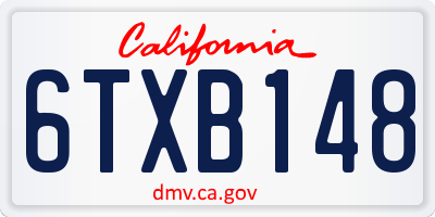 CA license plate 6TXB148