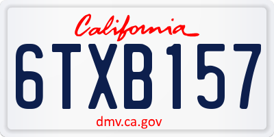 CA license plate 6TXB157
