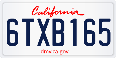 CA license plate 6TXB165