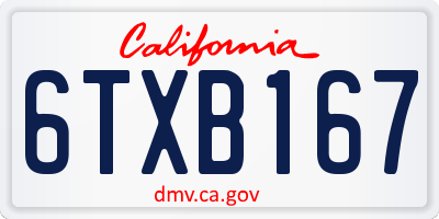 CA license plate 6TXB167