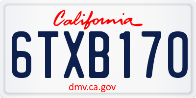 CA license plate 6TXB170
