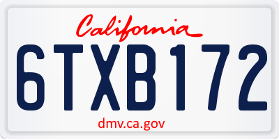 CA license plate 6TXB172
