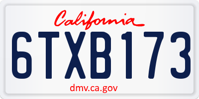 CA license plate 6TXB173