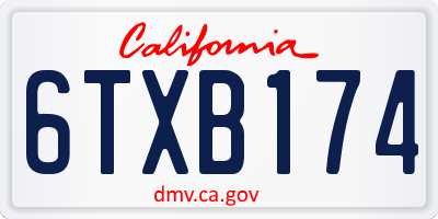 CA license plate 6TXB174