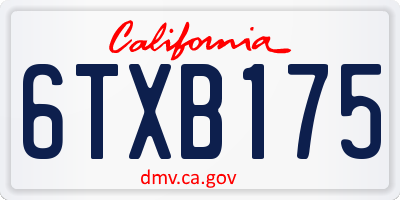 CA license plate 6TXB175