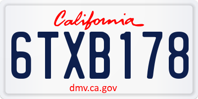 CA license plate 6TXB178