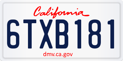 CA license plate 6TXB181