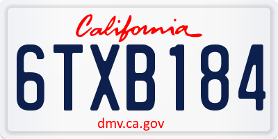 CA license plate 6TXB184