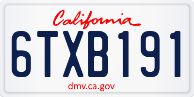 CA license plate 6TXB191