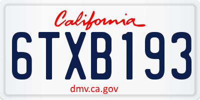 CA license plate 6TXB193