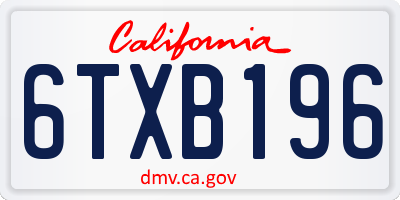 CA license plate 6TXB196