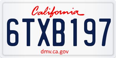 CA license plate 6TXB197