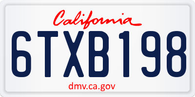 CA license plate 6TXB198