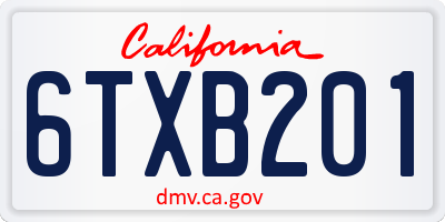 CA license plate 6TXB201