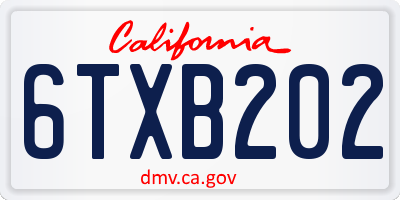 CA license plate 6TXB202