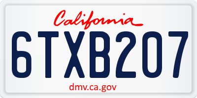 CA license plate 6TXB207