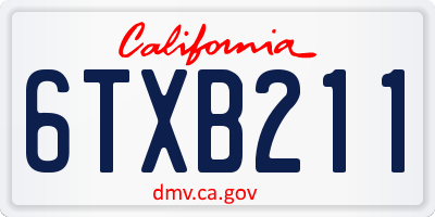 CA license plate 6TXB211