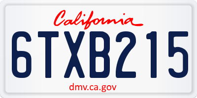 CA license plate 6TXB215